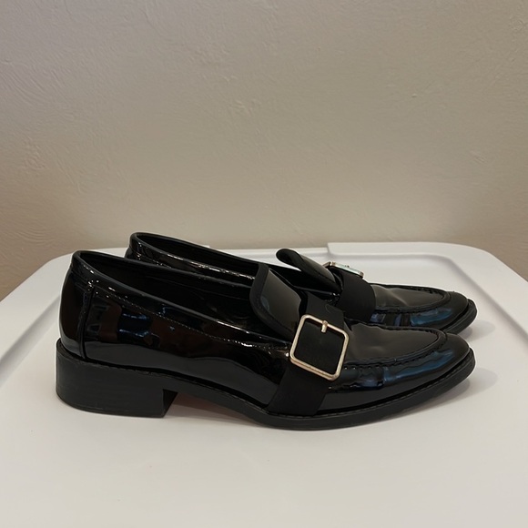 Zara Trafaluc Black Gold Buckle Slip On Loafers - Picture 3 of 8